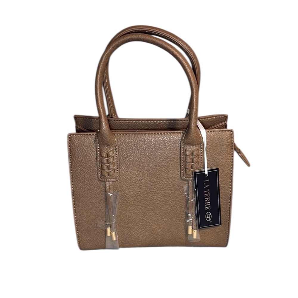 La Terre Taupe Faux Leather Mini Satchel NWT